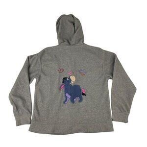 Disney Women's Vintage Eeyore Hoodie M Grey 100% Polyester Embroidered
